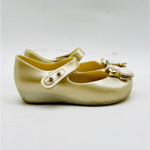 Mini Melissa Shoes Girls 8C Gold Champagne Mary Jane Beauty Beast Ultra Girl